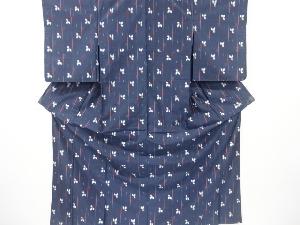 十字に花模様織り出し米沢紬着物